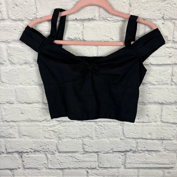 Anthropologie Maeve Black Linen Crop Top size XS - Picture 3 of 6